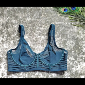 Victoria's Secret Sheer Unlined Plunge Caged Teal Bralette